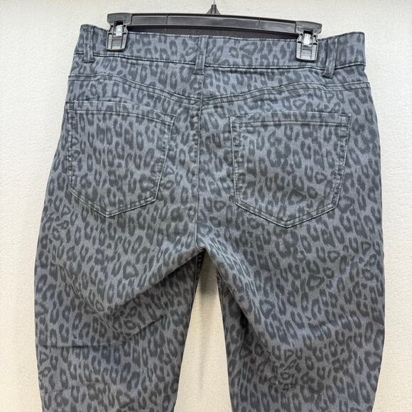 Democracy Jeans Women's 8 Black Grey Leopard Moto Skinny Cheetah Slim Preppy - Picture 3 of 14